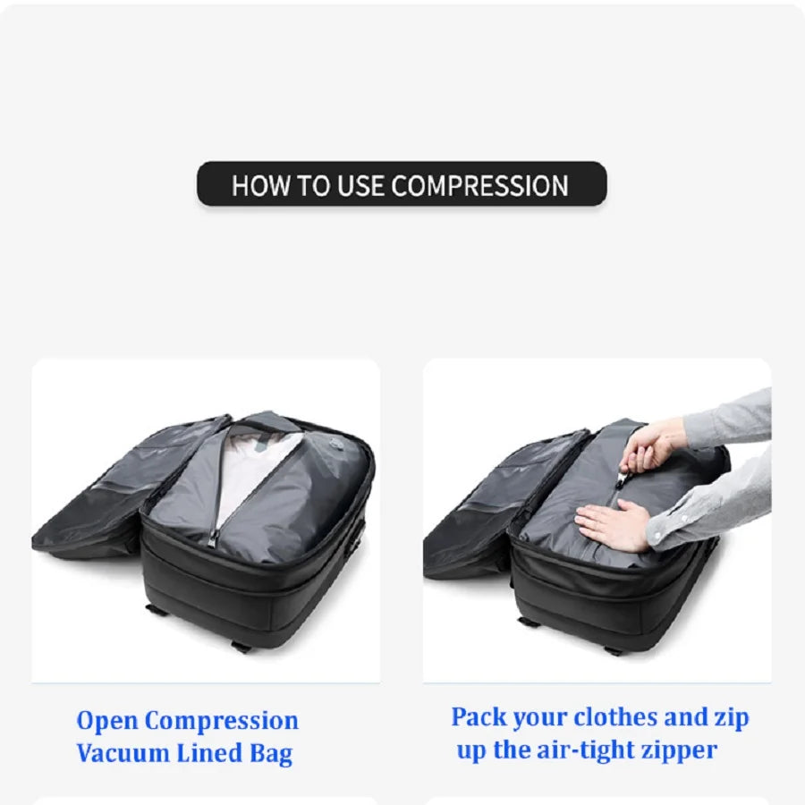 Men's Travel Backpack with Vacuum Compression for 17-Inch Laptops - Versatile Business and Hiking Backpack with Large Capacity