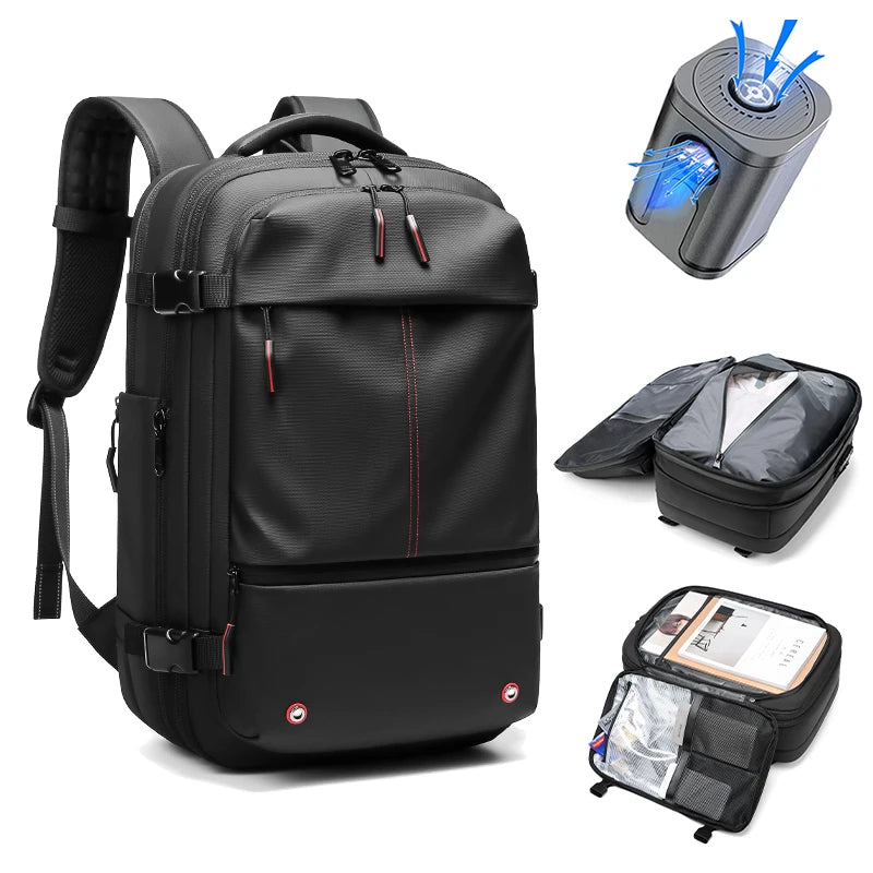 Men's Travel Backpack with Vacuum Compression for 17-Inch Laptops - Versatile Business and Hiking Backpack with Large Capacity