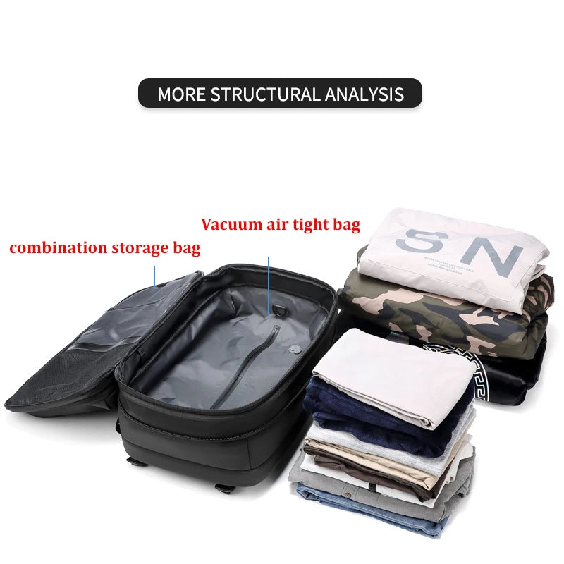 Men's Travel Backpack with Vacuum Compression for 17-Inch Laptops - Versatile Business and Hiking Backpack with Large Capacity