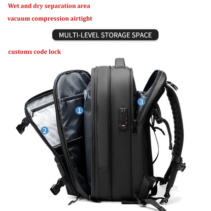 Men's Travel Backpack with Vacuum Compression for 17-Inch Laptops - Versatile Business and Hiking Backpack with Large Capacity